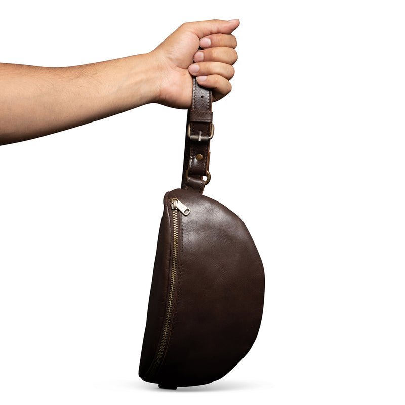 Nexus Leather Belt Bag - Antique Brown