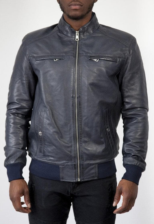 Classic Leather Bomber 2.0 - Blue - HIDES