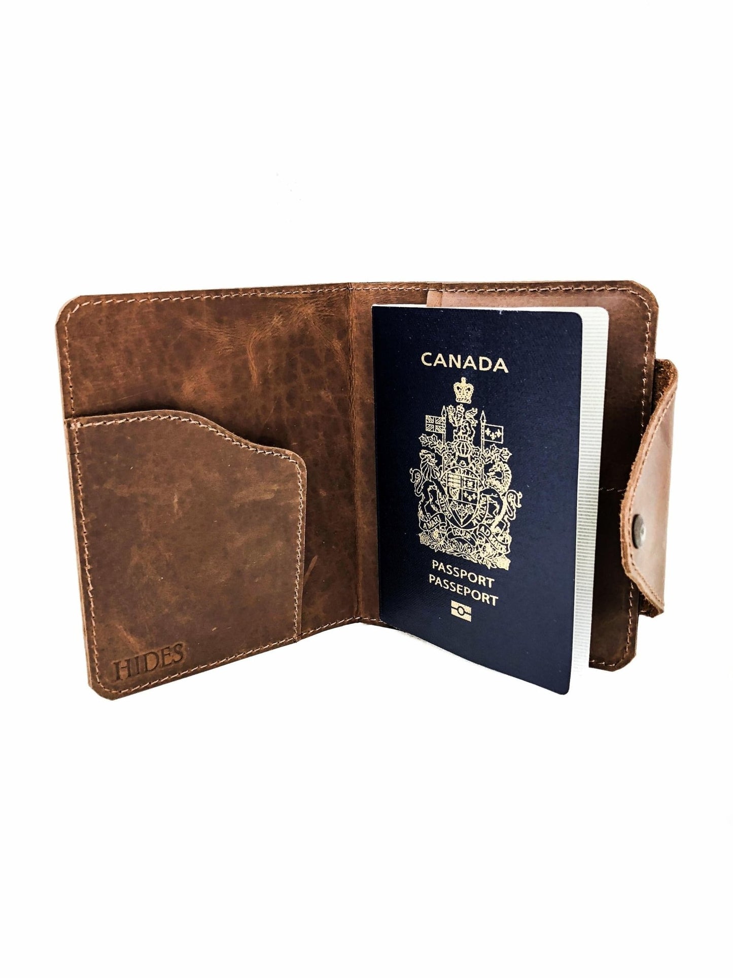 Leather Passport Holder - Snap Closure - HIDES