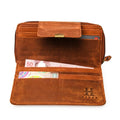 Leather Zip Around Wallet 18 Cards - Saddle Brown - HIDES
