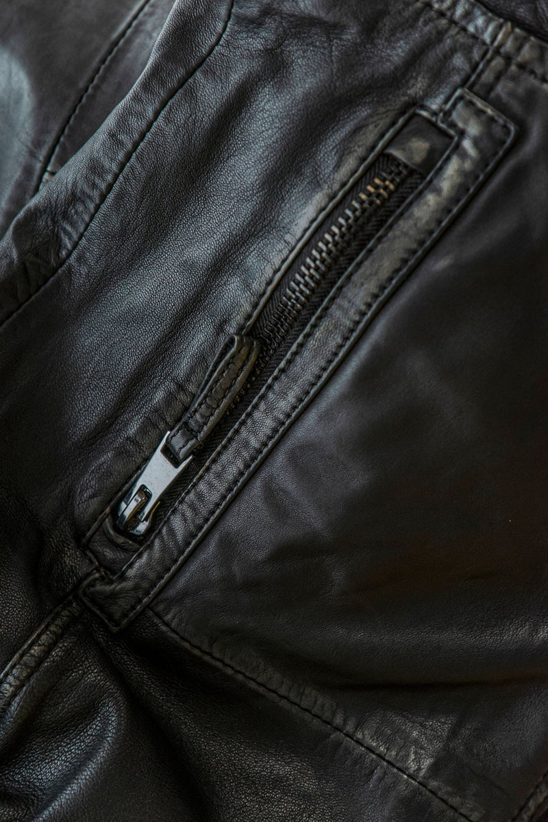 Racer Leather Jacket - Black - HIDES