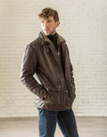 Shearling Collar Leather Coat - HIDES